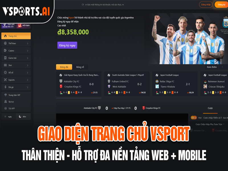 Trang chủ 2 Giao diện Vsport thân thiện, hỗ trợ đa nền tảng