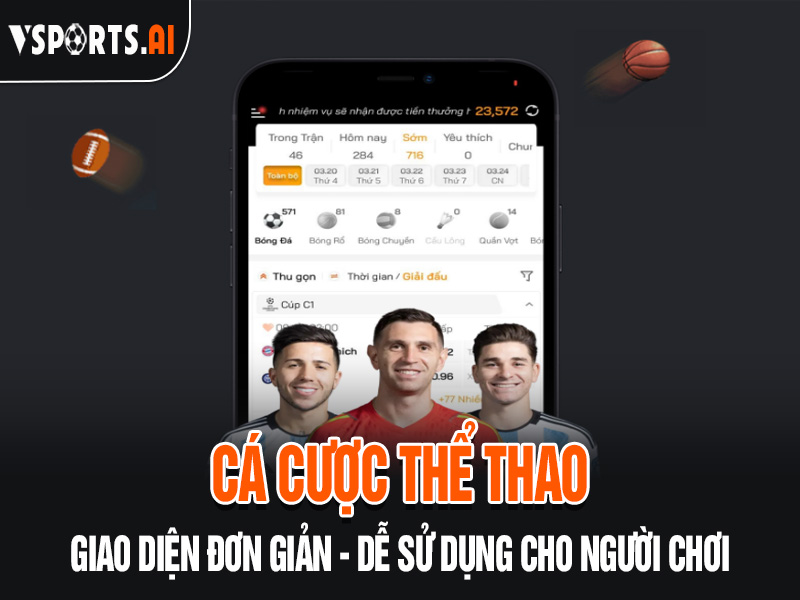 HƯỚNG DẪN TẢI APP VSPORT 1 Hình minh họa giao diện cá cược thể thao trực tuyến trên ứng dụng Vsport