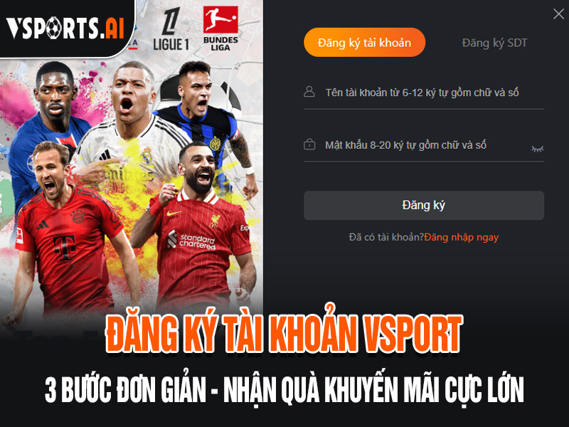 Trang chủ 8 Đăng ký tài khoản trang cược Vsport với 3 bước đơn giản