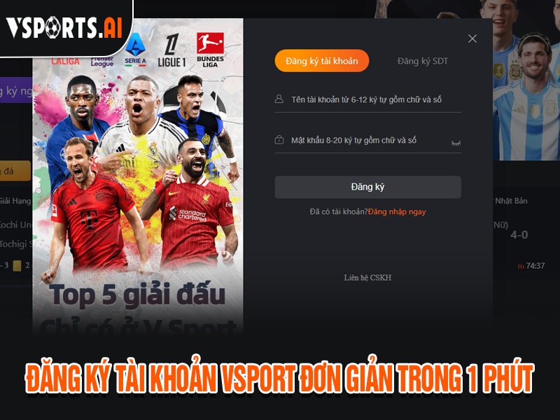 HƯỚNG DẪN ĐĂNG KÝ TÀI KHOẢN VSPORT 2 Đăng ký tài khoản Vsport đơn giản an toàn trong 1 phút